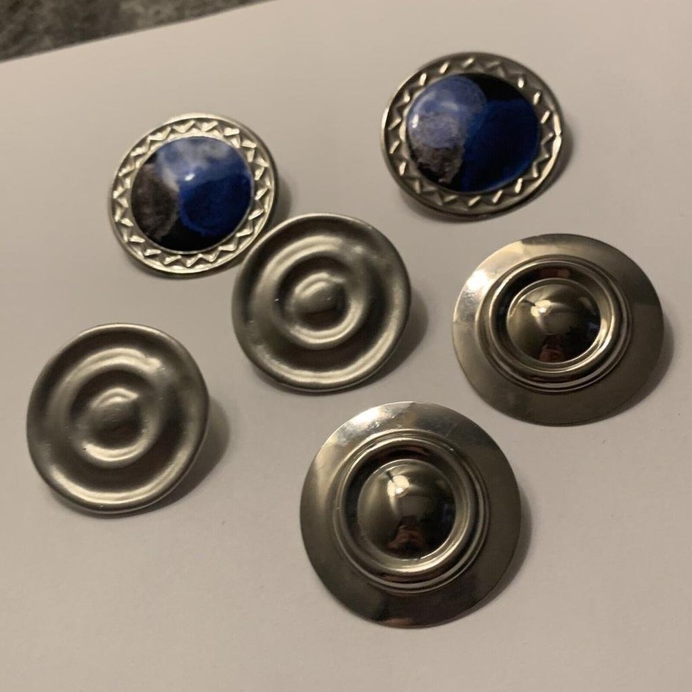 Lot Of 3 Vintage - Modern Costume Earrings Pierced Silver Tone